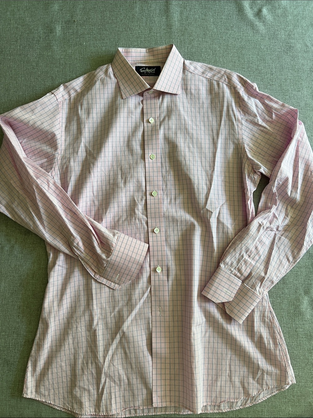 Custom Tailored Pink and White Checked Dress Shirt